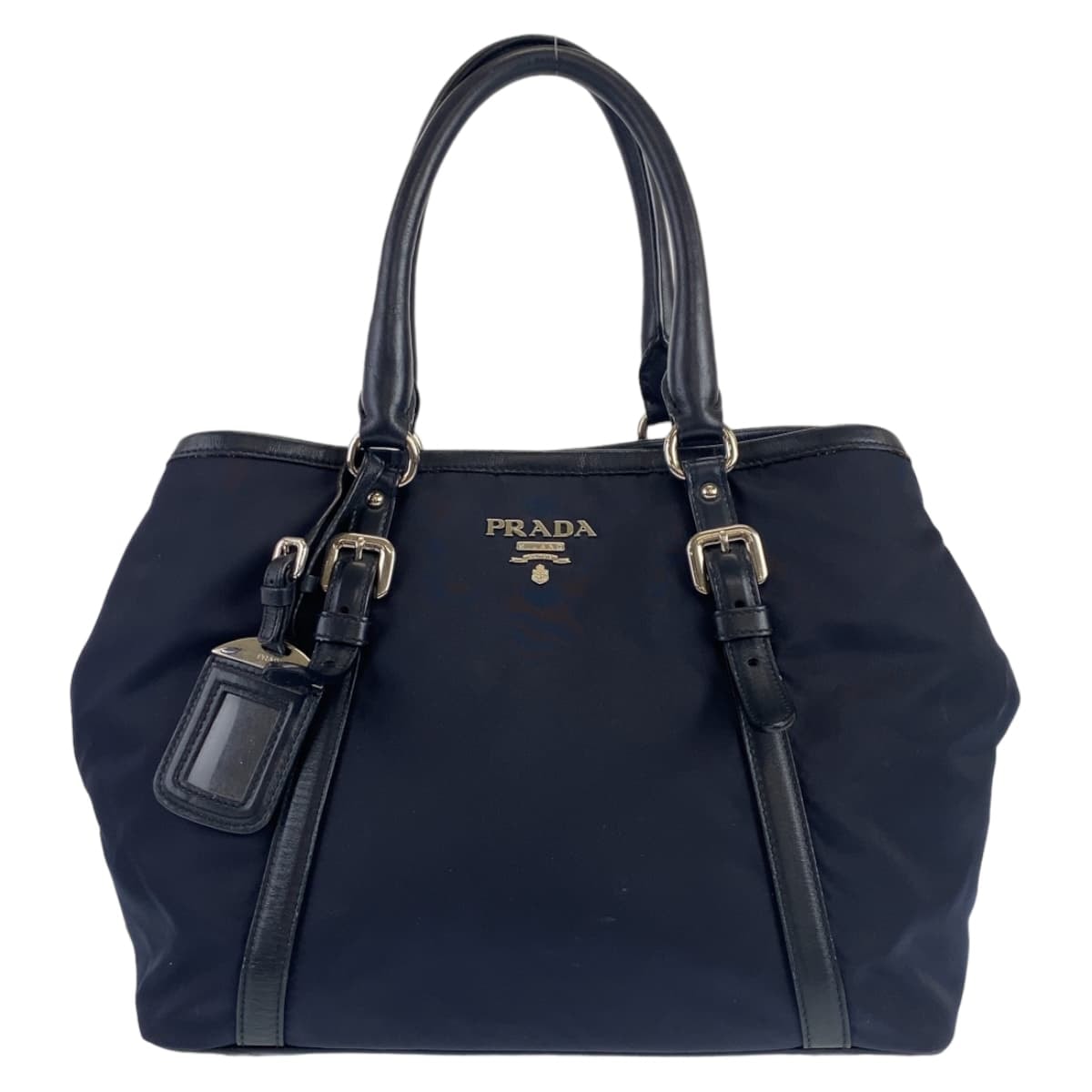 美品 PRADA プラダ テスート ネイビー ナイロン レザー/ ハンドバッグ トートバッグ 603938 【中古】