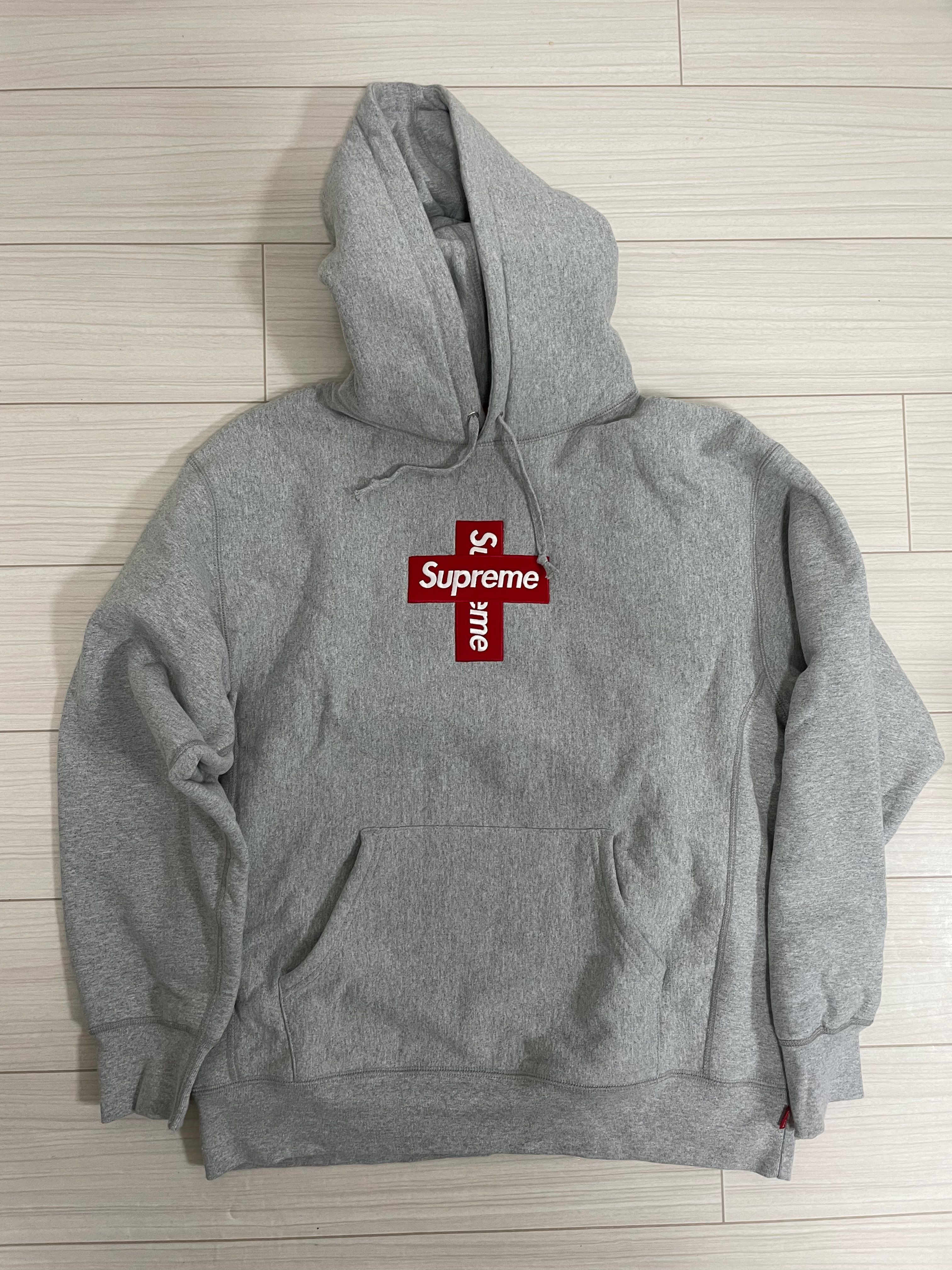 Supreme Cross Box Logo Hooded Sweatshirt "Grey"