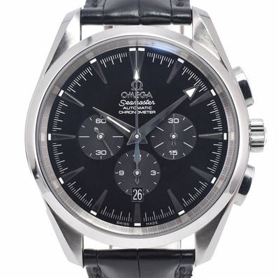 オメガ OMEGA 2812.50.31 シーマスター アクアテラ クロノグラフ デイト ブラック 自動巻き メンズ 美品 内箱付き 腕時計 J#150306