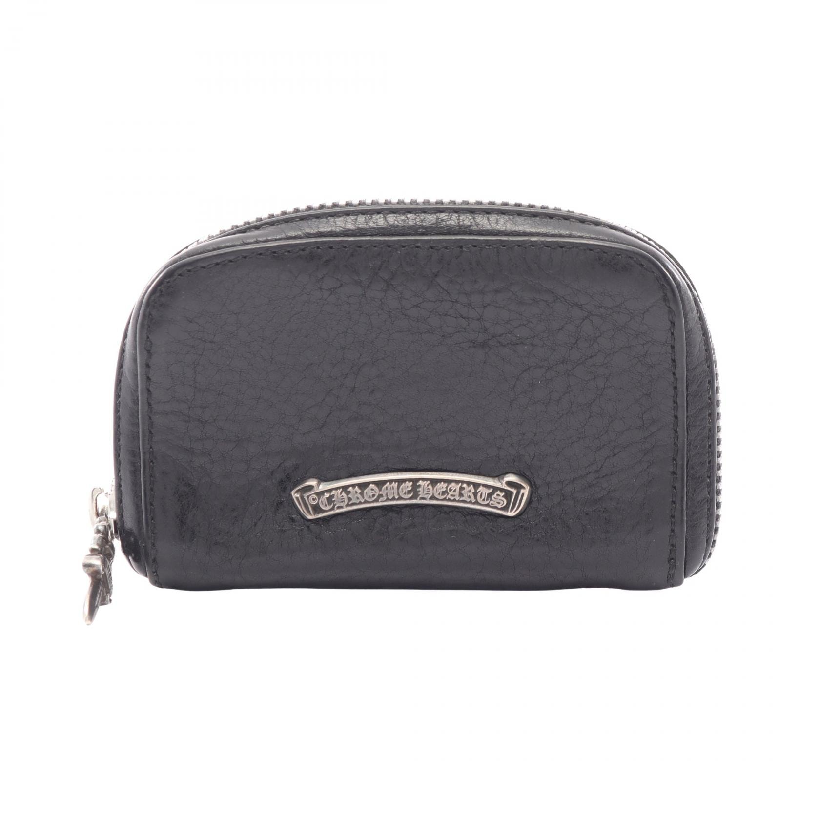 クロムハーツ CHROME HEARTS シングルフォールドウォレット コインケース 財布 レザー メンズ ブラック系 【中古】