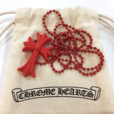 Chrome Hearts Reverse Small CH Cross Silicon Necklace "Red"