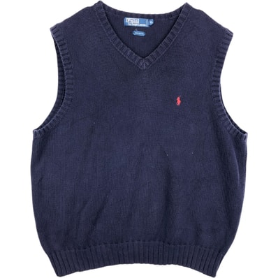 古着 ラルフローレン Ralph Lauren POLO by Ralph Lauren Vネック コットンニットベスト メンズXL相当/eaa643408