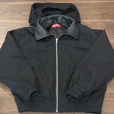 Supreme Leather Collar Utility Jacket "Black"