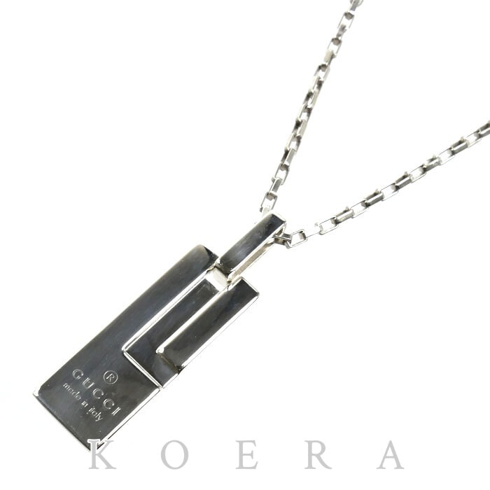 GUCCI グッチ シルバー925 Gロゴ プレート ネックレス 145170 16g 49cm ユニセックス【中古】