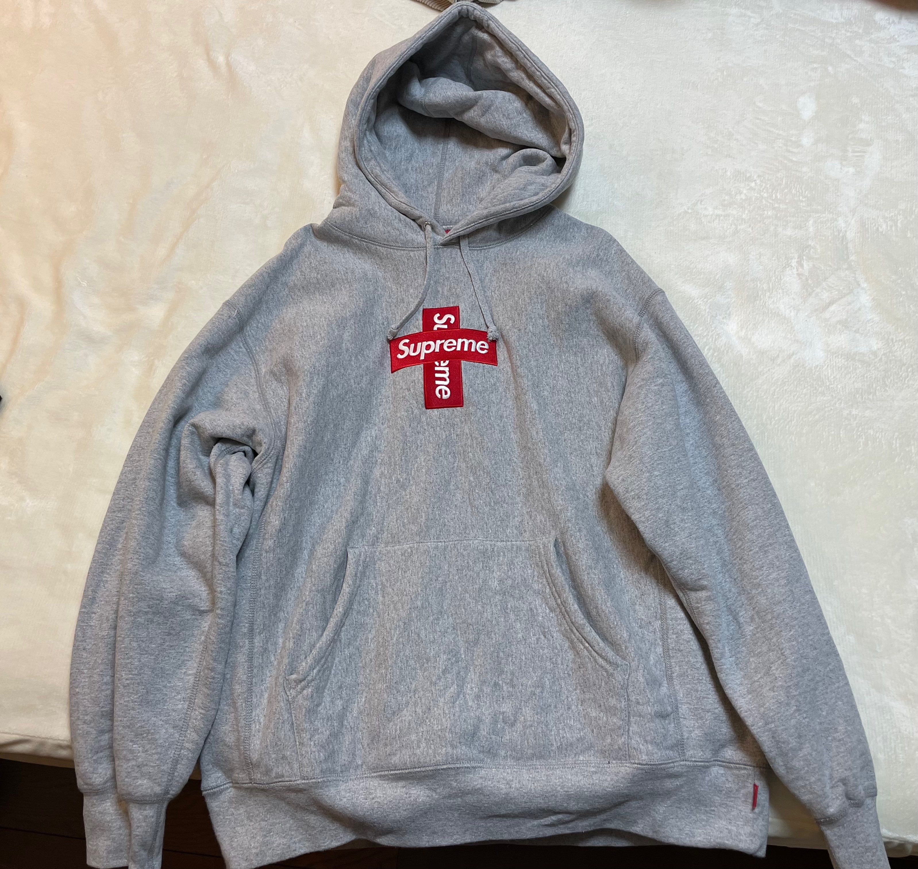 Supreme Cross Box Logo Hooded Sweatshirt "Grey"