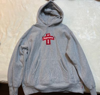 Supreme Cross Box Logo Hooded Sweatshirt "Grey"
