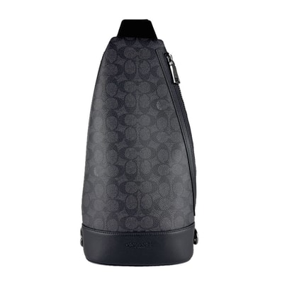 コーチ COACH ボディバッグ PVC/レザー ブラック/グレー メンズ【中古】 z10391