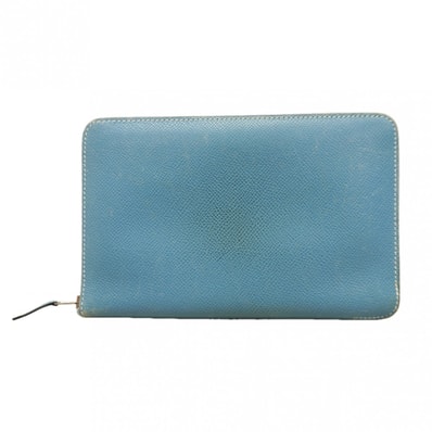 【6dc3770】エルメス 長財布 アザップコンバイン ヴォーエプソン ブルージーン シルバー金具 □K刻印【中古】メンズ レディース ユニセックス