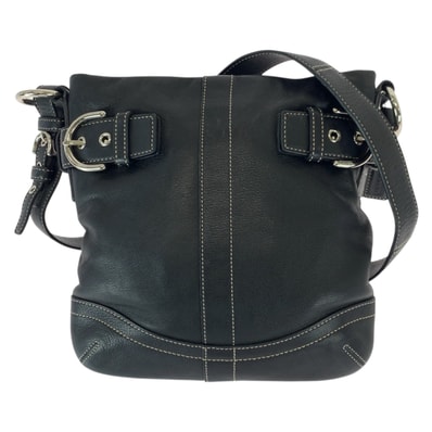 美品 COACH コーチ ブラック 黒 シルバー金具 レザー ショルダーバッグ メッセンジャーバッグ 600334 【中古】