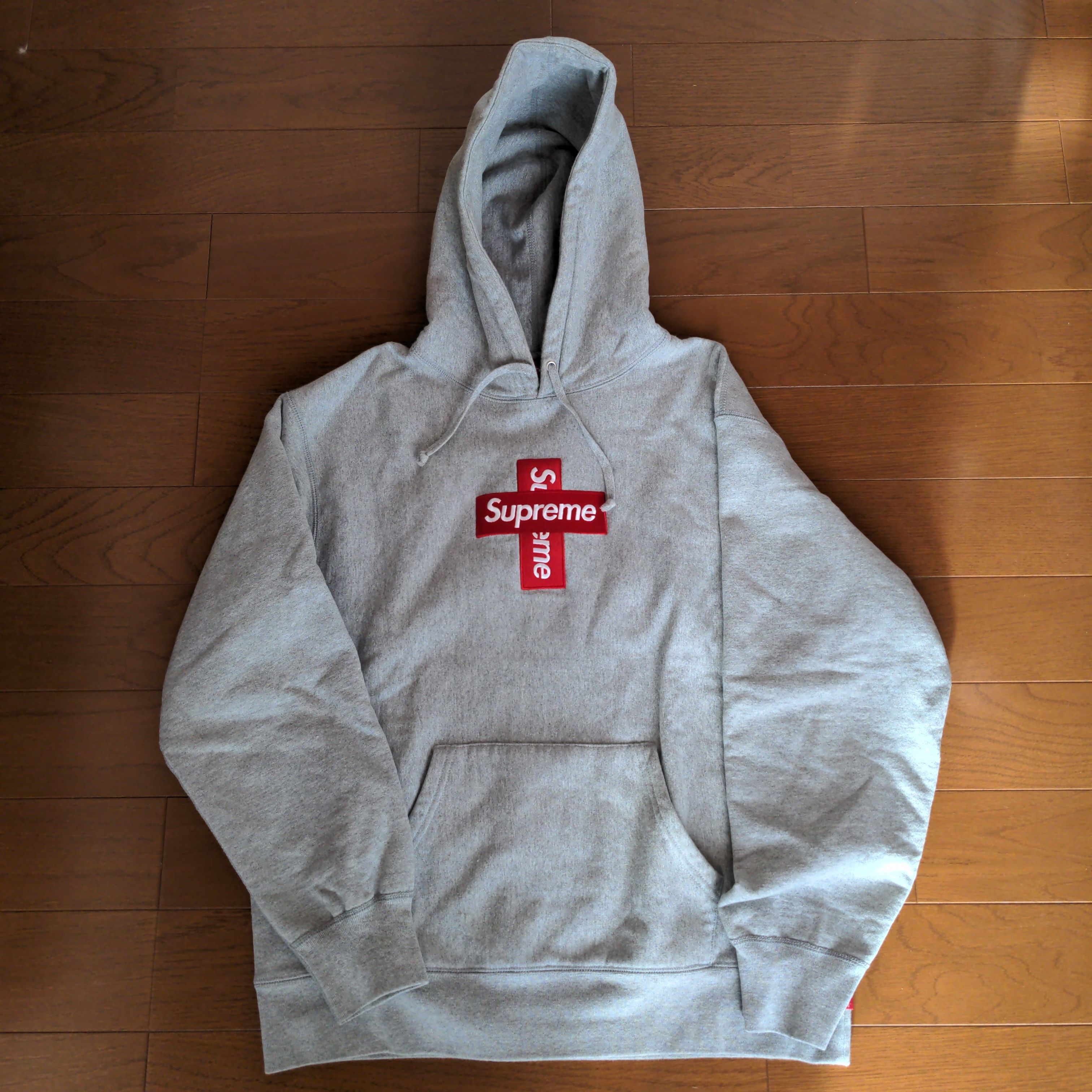 Supreme Cross Box Logo Hooded Sweatshirt "Grey"