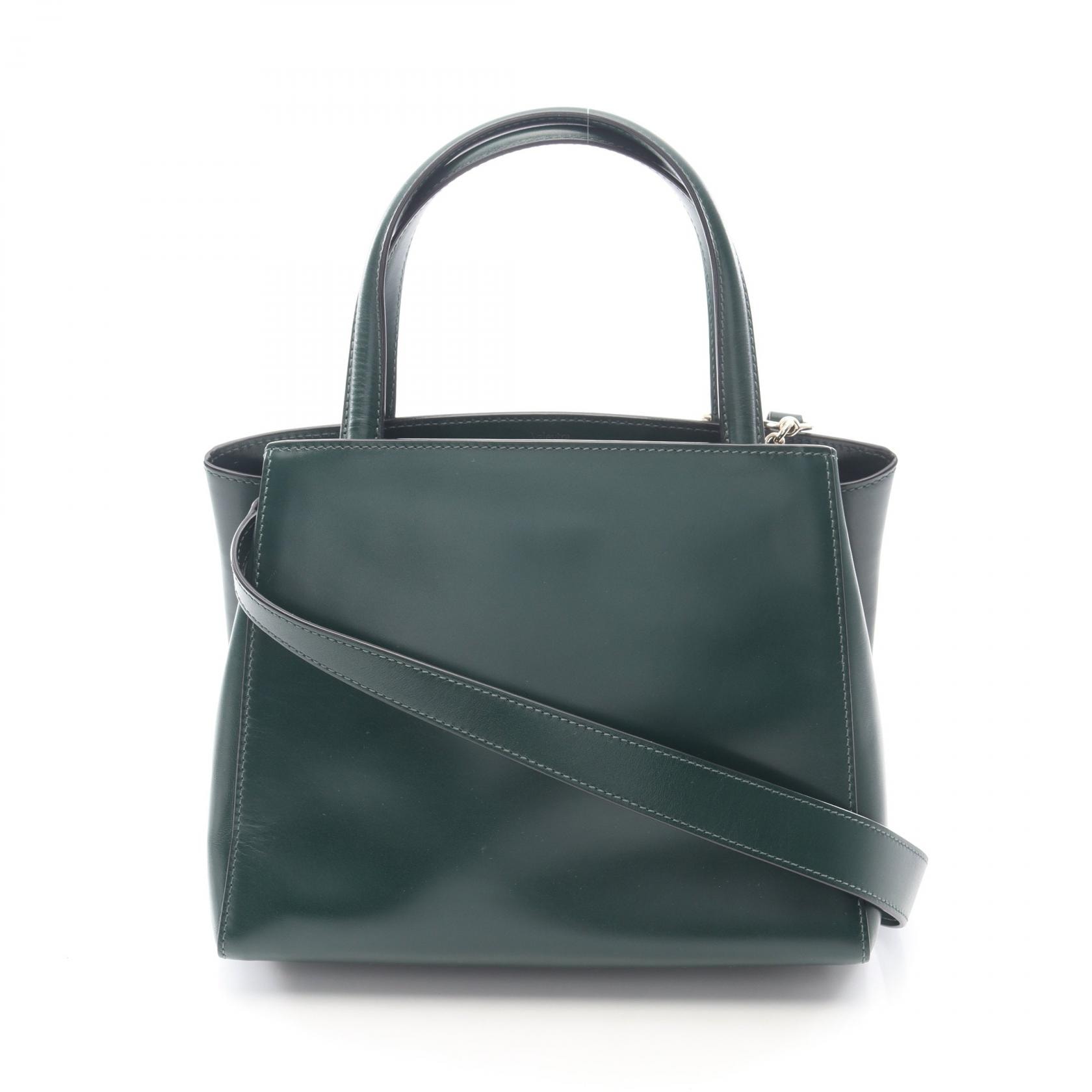 ヴァレクストラ Valextra トリエンナーレ 2WAY ハンドバッグ バッグ レザー レディース グリーン系 【中古】