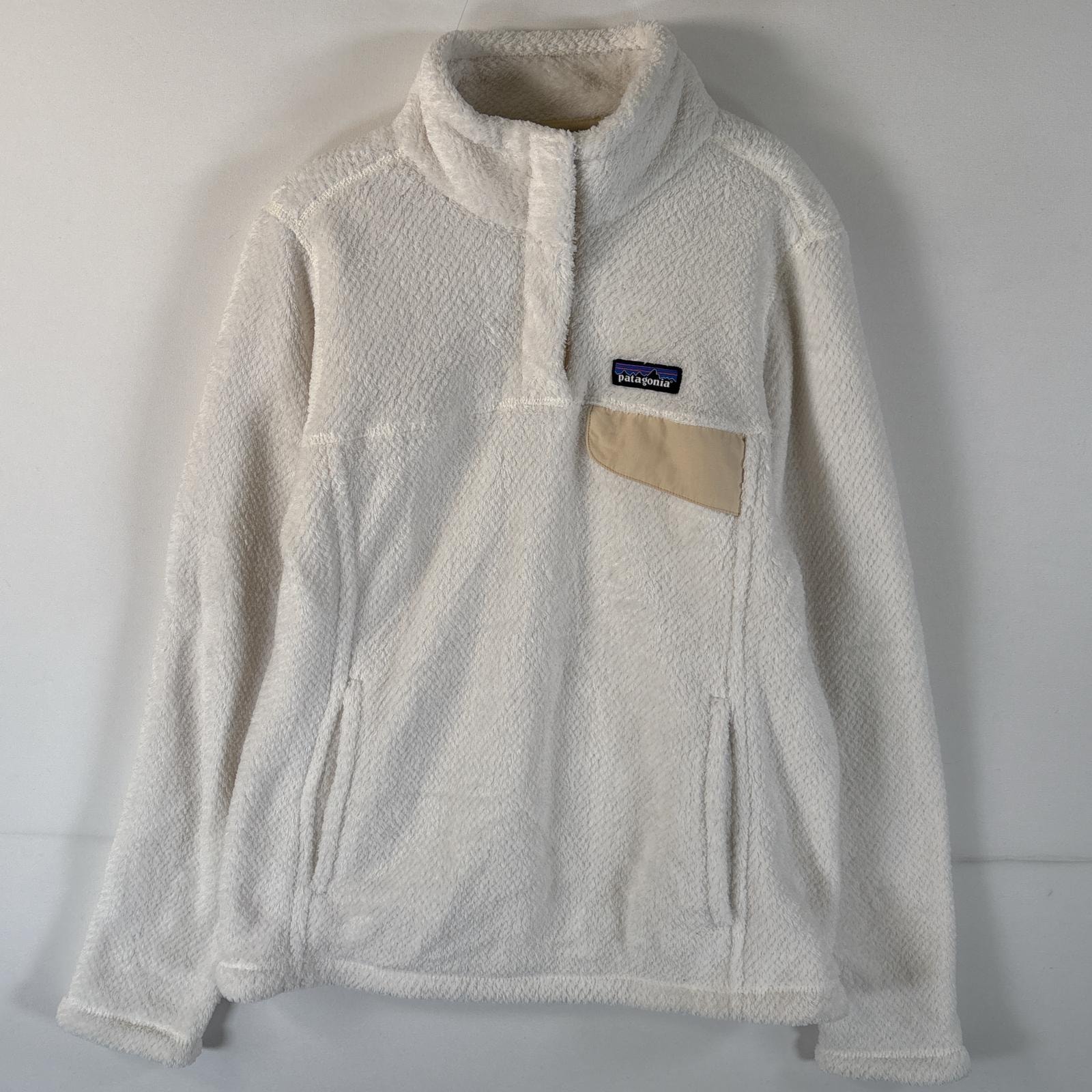 古着 パタゴニア patagonia フリースジャケット ハーフボタン ポーラテック ワンポイントロゴ S ホワイト レディース