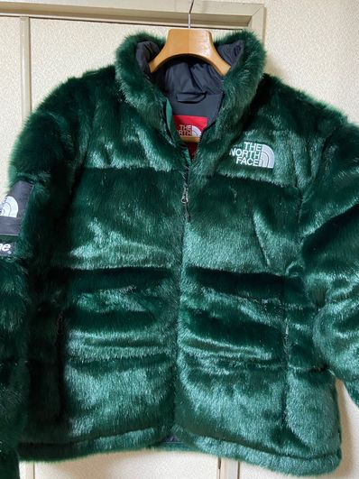 Supreme x The North Face Faux Fur Nuptse Jacket "Green"