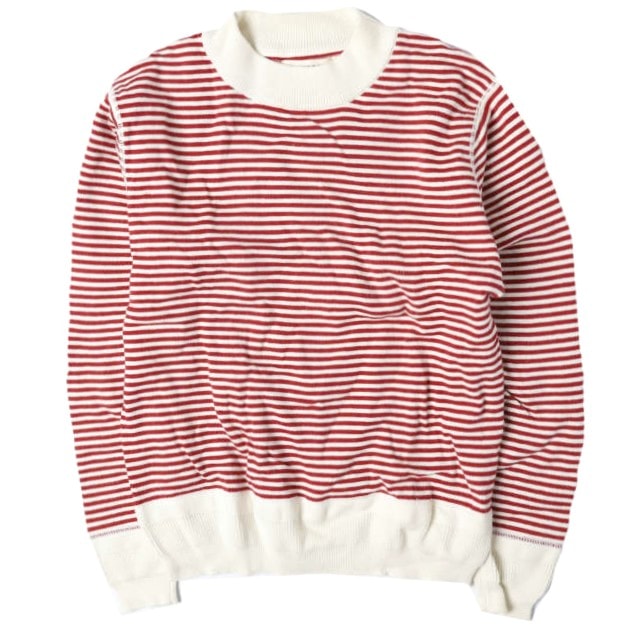 BEAMS BOY ビームスボーイ 12ゲージ ロシアンボーダー クルーネックニット 13-15-0283-654 ONE SIZE RED セーター プルオーバー トップス g13391