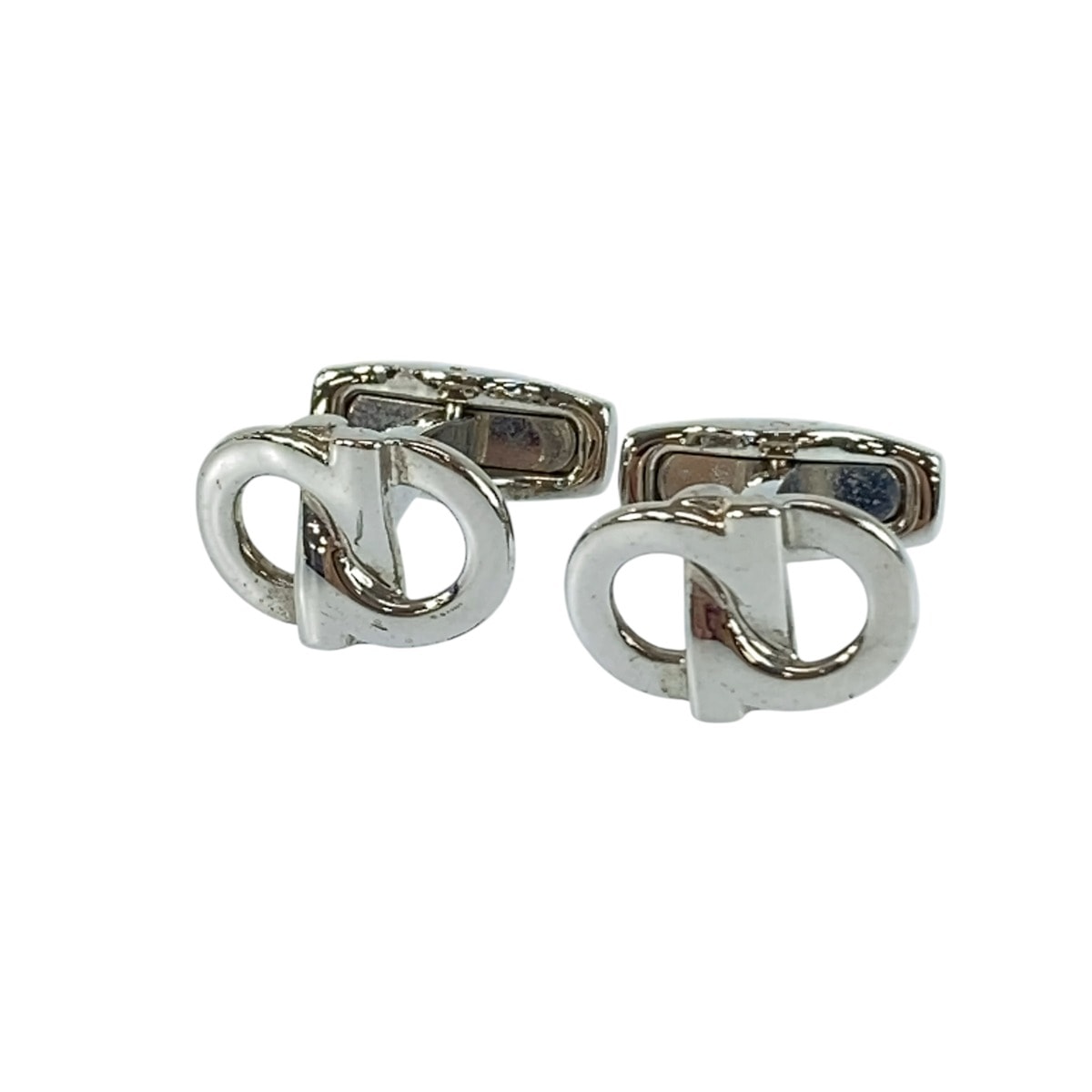 美品 Salvatore Ferragamo サルヴァトーレフェラガモ ガンチーニ シルバー メタル カフス カフリンクス カフスボタン 1-0295123 【中古】