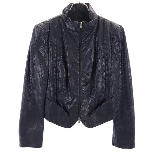 Emporio Armani エンポリオアルマーニ イタリア製 総柄 スタンドカラー ジャケット 42 ブラック系