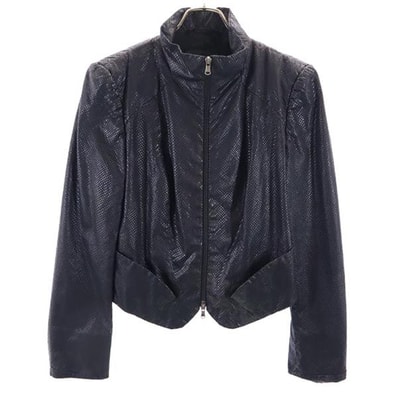 Emporio Armani エンポリオアルマーニ イタリア製 総柄 スタンドカラー ジャケット 42 ブラック系