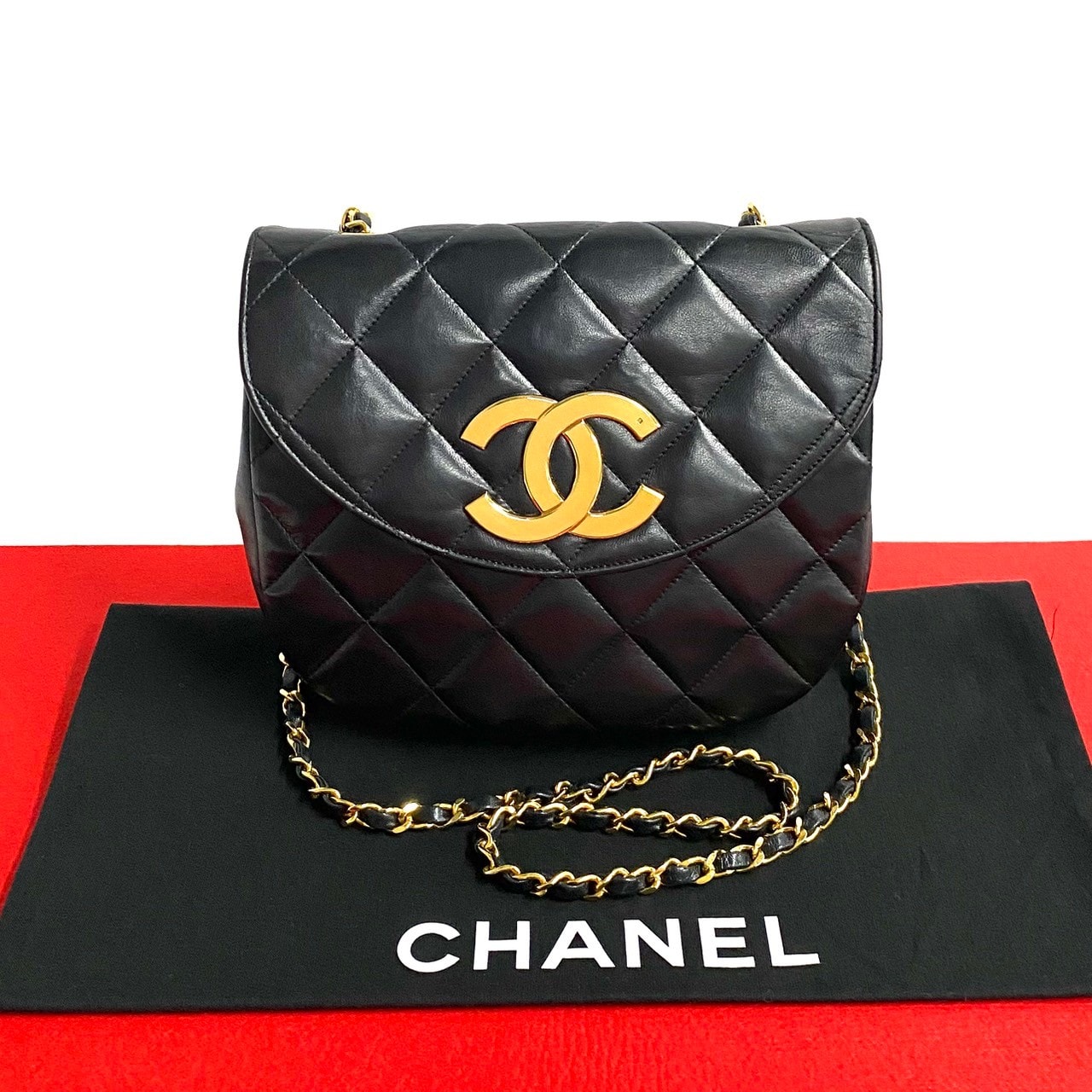 CHANEL シャネル マトラッセ ココマーク ラムスキン ショルダーバッグ ブラック
 719-7