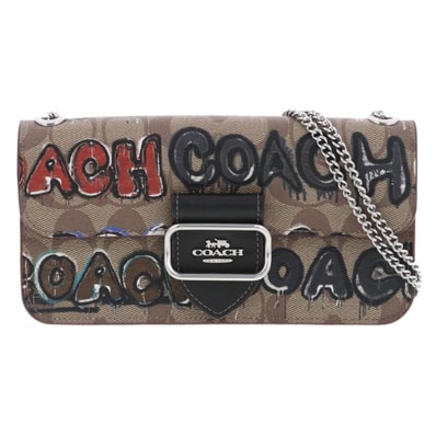【お値下げ品】COACH コーチ モーガン クロスボディ シグネチャーバッグ ショルダーバッグ CM214 PVC ブラウン 【中古】