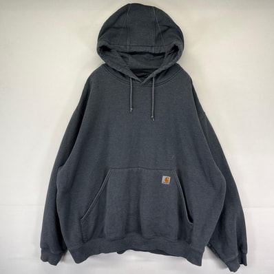 古着 カーハート Carhartt パーカー ワンポイントロゴ 刺繍 スウェット プルオーバー 大きいサイズ 3XL グレー系 メンズ