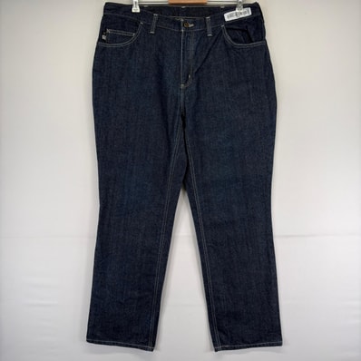 古着 カーハート Carhartt デニム パンツ 5ポケット 大きいサイズ ワンポイント ストレート ジーパン ジップ w38 L32 ブルー メンズ