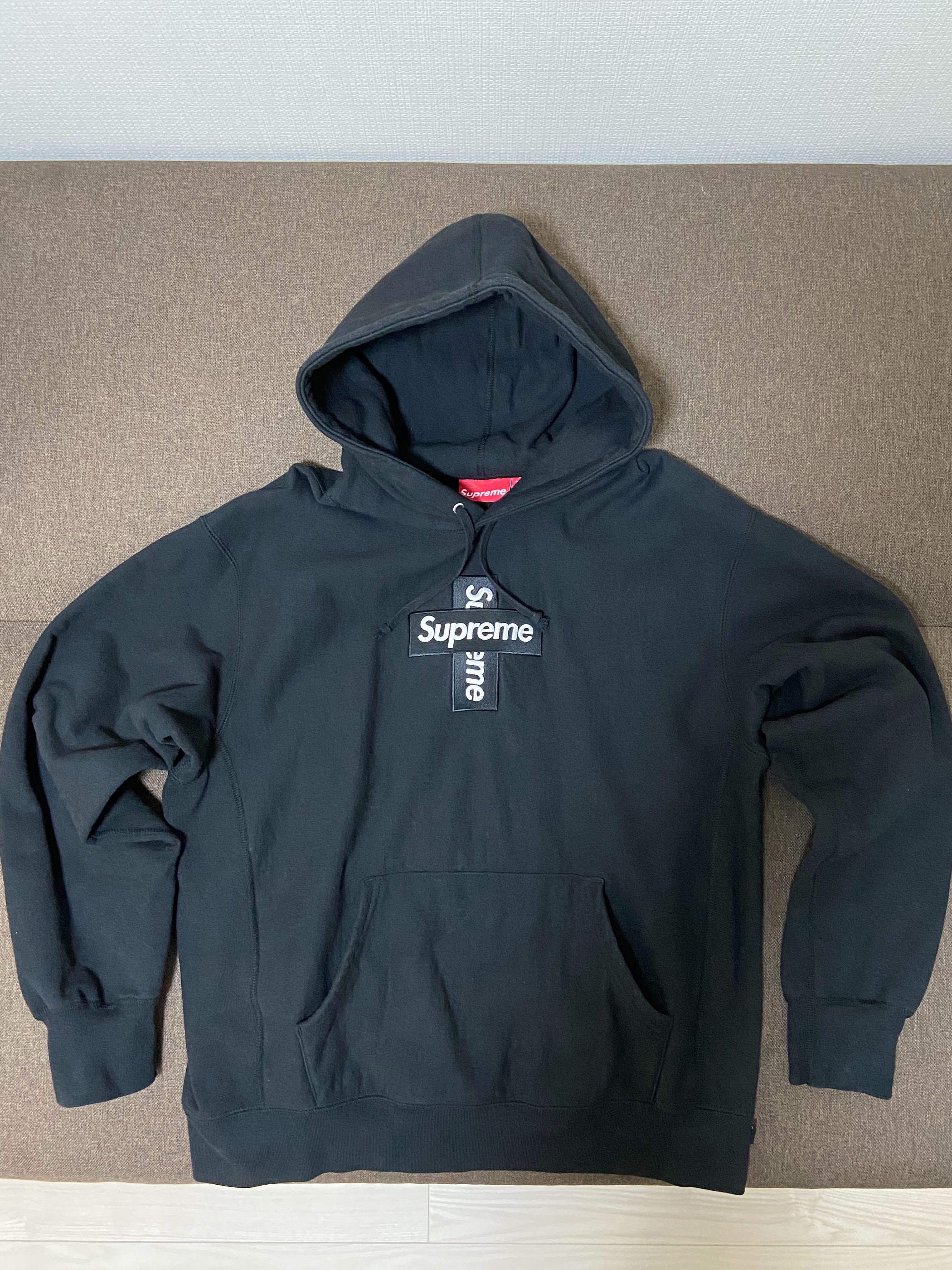 Supreme Cross Box Logo Hooded Sweatshirt "Black"