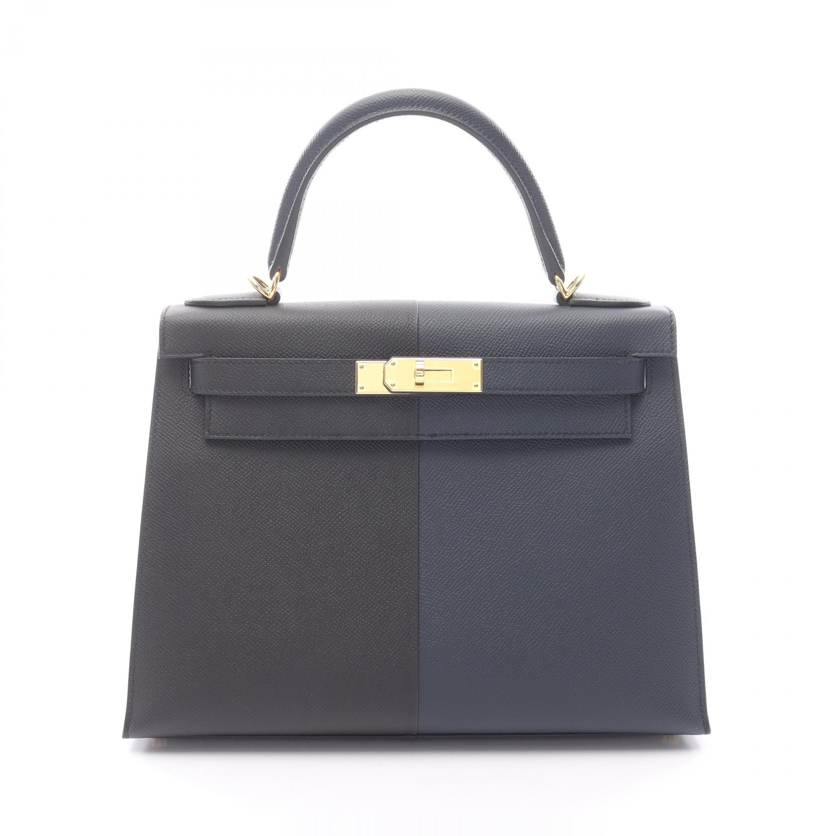 エルメス HERMES ケリー28 カザック ブルーインディゴ ブルーフリーダ ハンドバッグ バッグ ヴォーエプソン ヴォーエプソン U刻印(2022年製造) レディース ブラック系 / ネイビー系 / ブルー系 【中古】