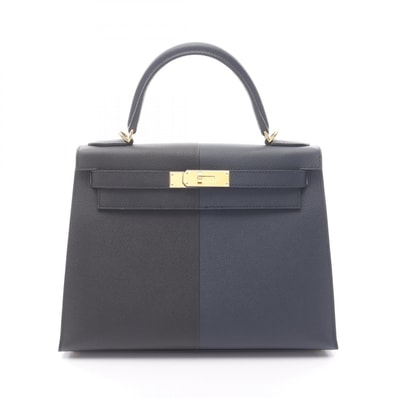 エルメス HERMES ケリー28 カザック ブルーインディゴ ブルーフリーダ ハンドバッグ バッグ ヴォーエプソン ヴォーエプソン U刻印(2022年製造) レディース ブラック系 / ネイビー系 / ブルー系 【中古】