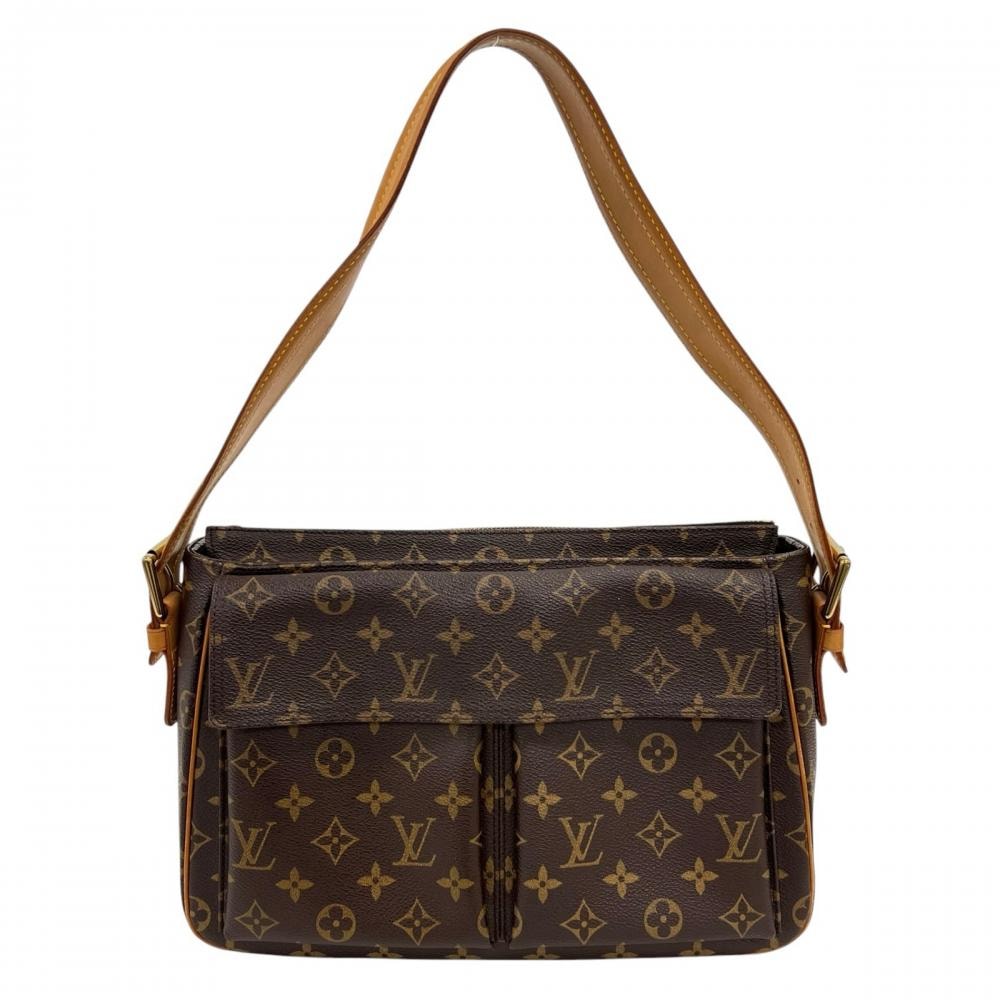 LOUIS VUITTON ルイヴィトン ハンドバッグ ヴィヴァシテGM モノグラム柄 肩掛け M51163 モノグラムキャンバス ブラウン 茶 ゴールド金具 レディース【中古品】