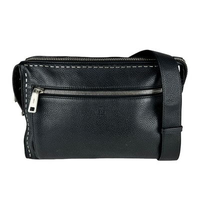 フェンディ FENDI ショルダーバッグ セレリア メッセンジャーバッグ レザー ブラック メンズ 7VA407-74D【中古】 z11086