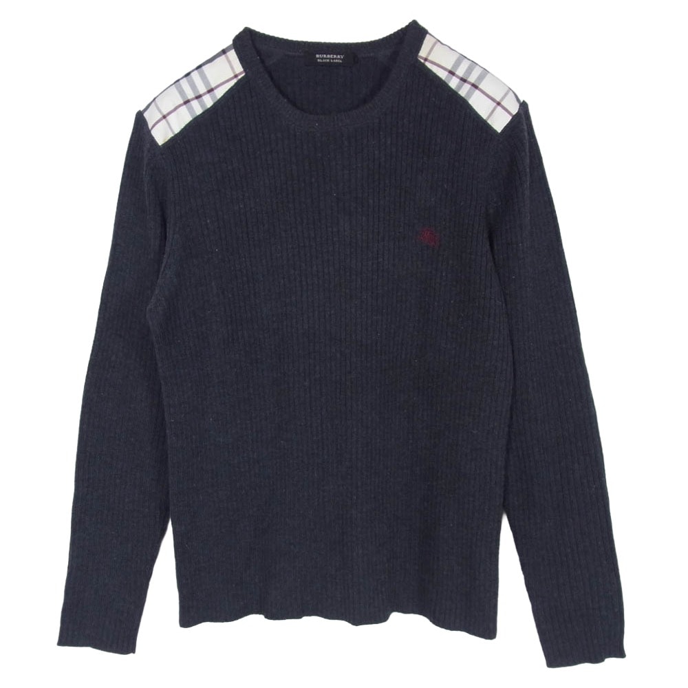 BURBERRY BLACK LABEL バーバリーブラックレーベル ニット BMT11-510-07 ノバチェック ウール ニット セーター チャコール系 2【中古】