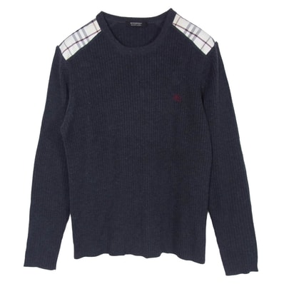 BURBERRY BLACK LABEL バーバリーブラックレーベル ニット BMT11-510-07 ノバチェック ウール ニット セーター チャコール系 2【中古】