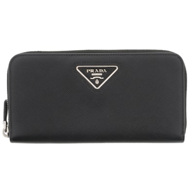 【値下げ】PRADA プラダ ラウンドファスナー長財布 サフィアーノ 長財布 1ML506 レザー ブラック メンズ【中古】