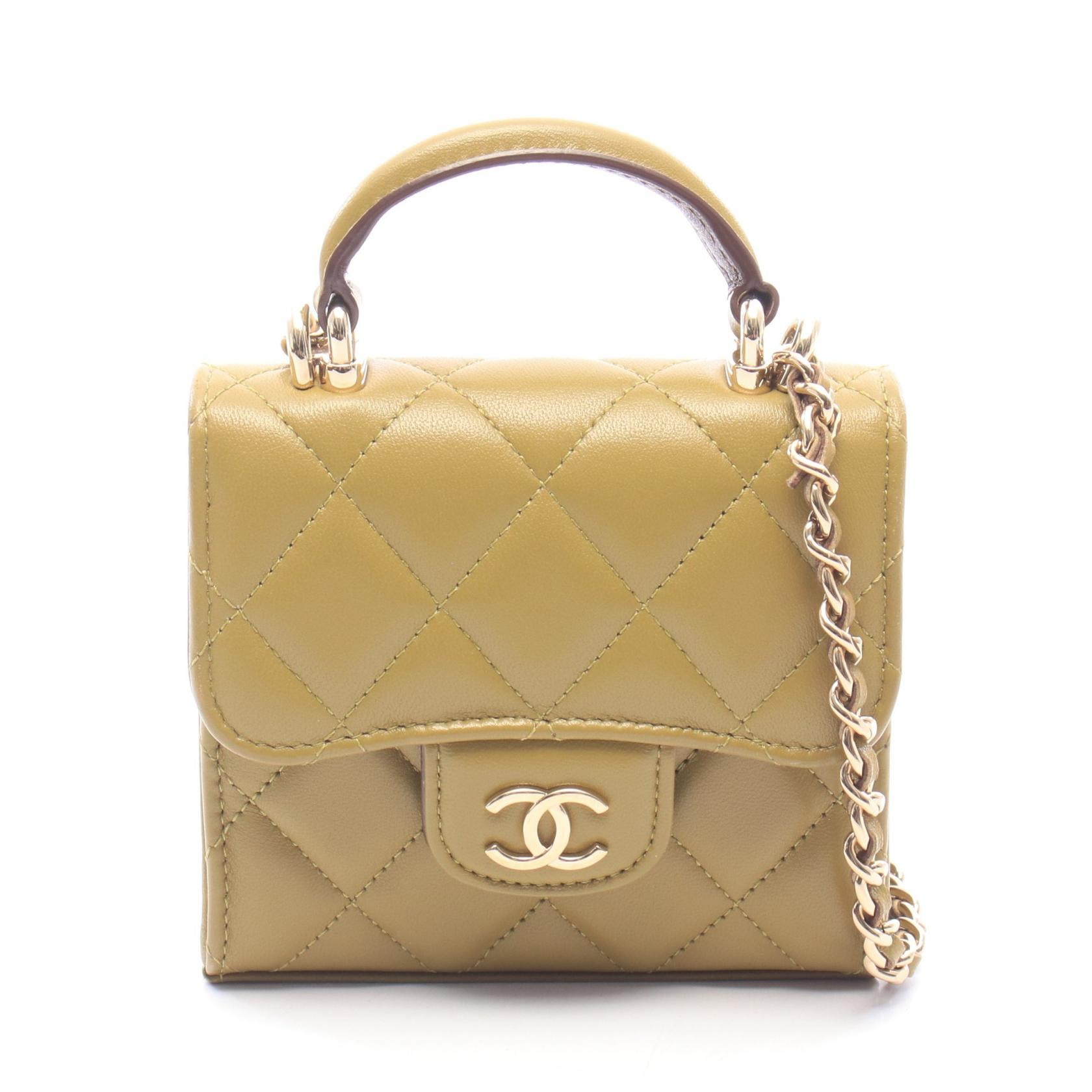 シャネル CHANEL ミニマトラッセ チェーン クラッチ ショルダーバッグ バッグ レザー レディース カーキ系 / ブラウン系 AP2682 【中古】