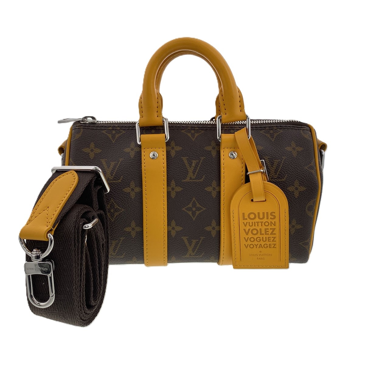 【値下げ】 LOUIS VUITTON ルイ・ヴィトン キーポル バンドリエール 25 ハンドバッグ M12733 モノグラムマカサー ブラウン イエロー  メンズ【中古】