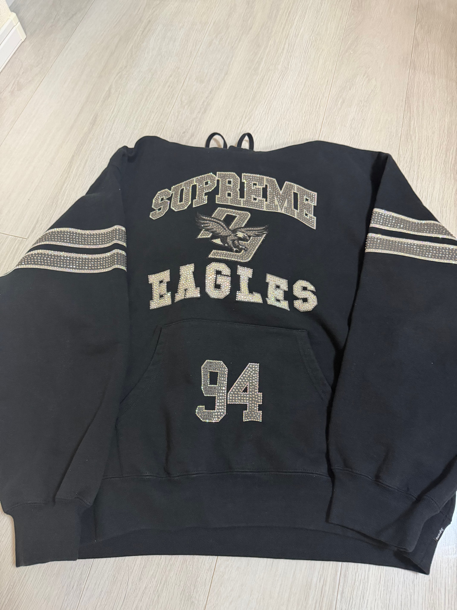 Supreme Rhinestone Eagle Hooded Sweatshirt "Black"
