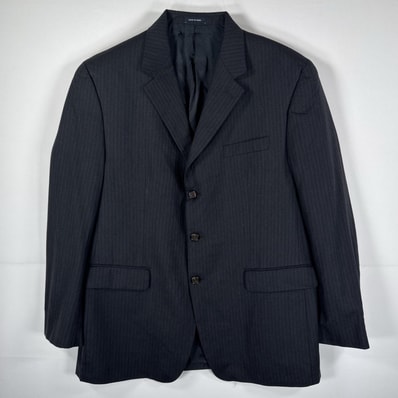 古着 ラルフローレン RALPH LAUREN テーラードジャケット ブレザー ダークグレー スーツ 13200 グレー ストライプ メンズ