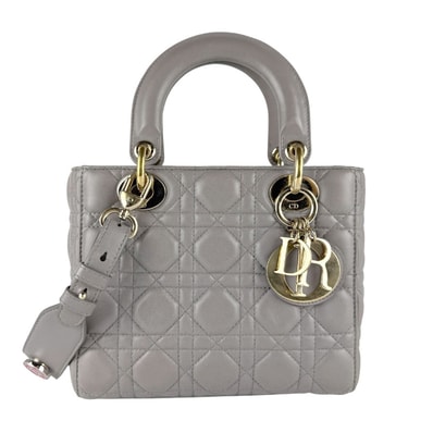 クリスチャンディオール Christian Dior ハンドバッグ ショルダーバッグ レディディオール ラムスキン グレー ゴールド レディース【中古】 z9945