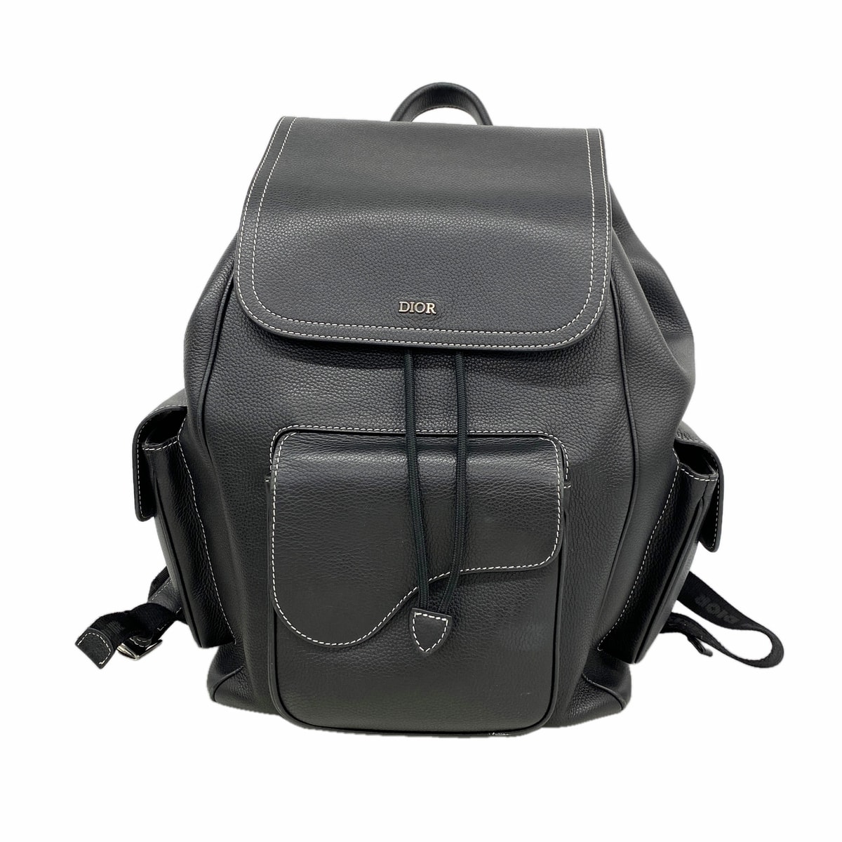 【6hc2471-e】クリスチャンディオール リュック・デイパック サドル レザー ブラック シルバー金具【中古】メンズ レディース ユニセックス
