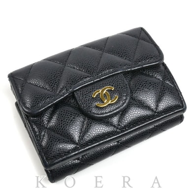 CHANEL シャネル マトラッセ クラシック スモールフラップ ウォレット 三つ折り財布 ブラック AP0230 レディース【中古】