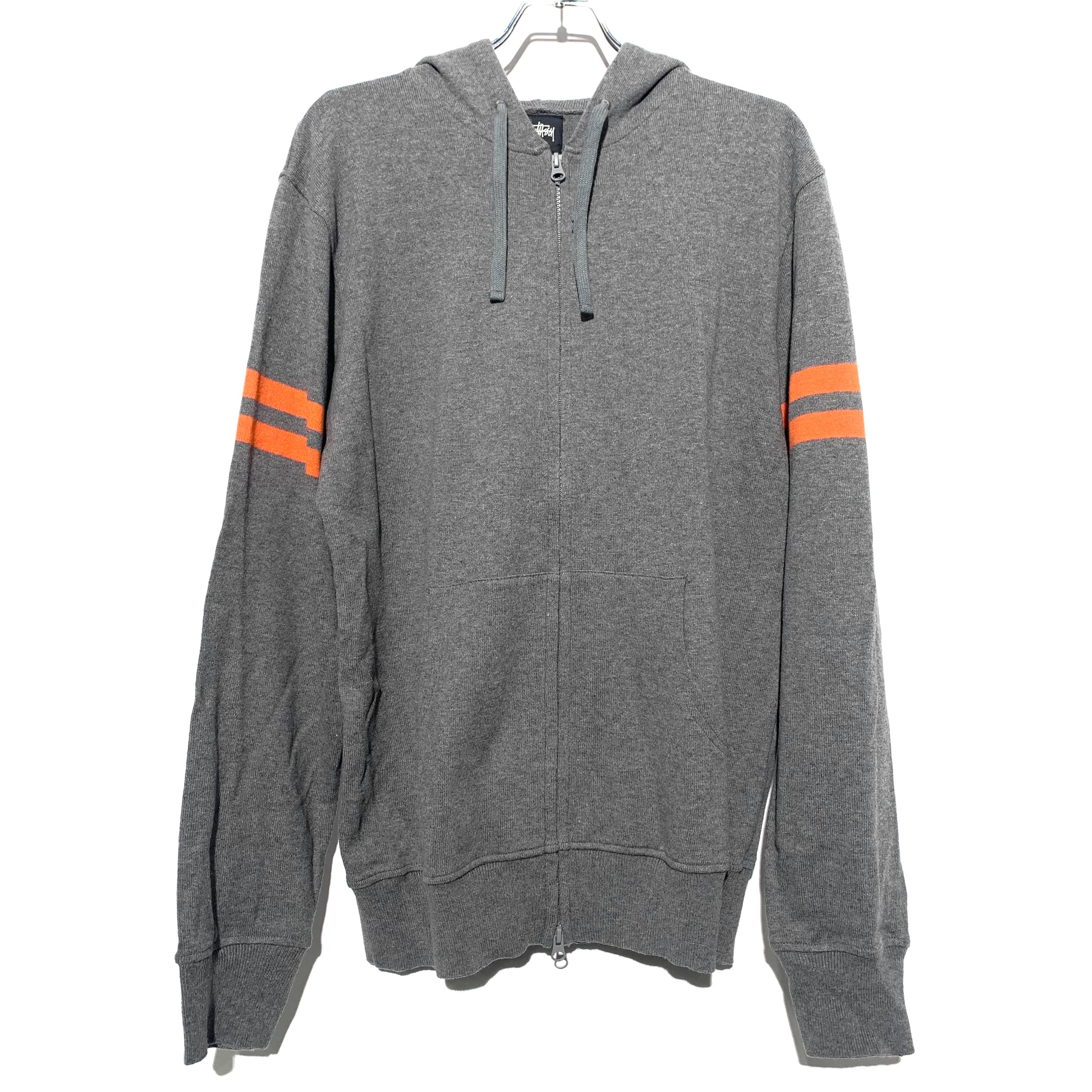 STUSSY Knit Jip Up Hoodie Grey x Orange