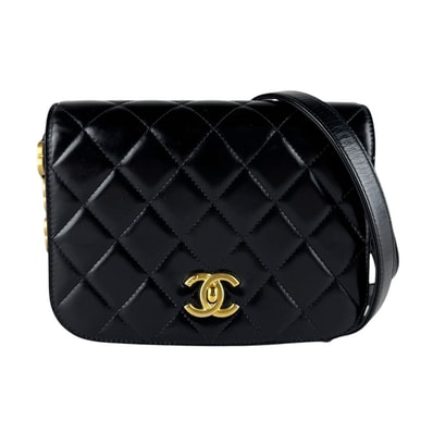 シャネル CHANEL ショルダーバッグ マトラッセ メッセンジャーバッグ レザー/スエード ブラック ゴールド レディース【中古】 z10529