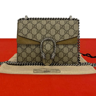 GUCCI グッチ ディオニュソス GGスプリーム スウェード ポリウレタン ショルダーバッグ ブラウン
58303