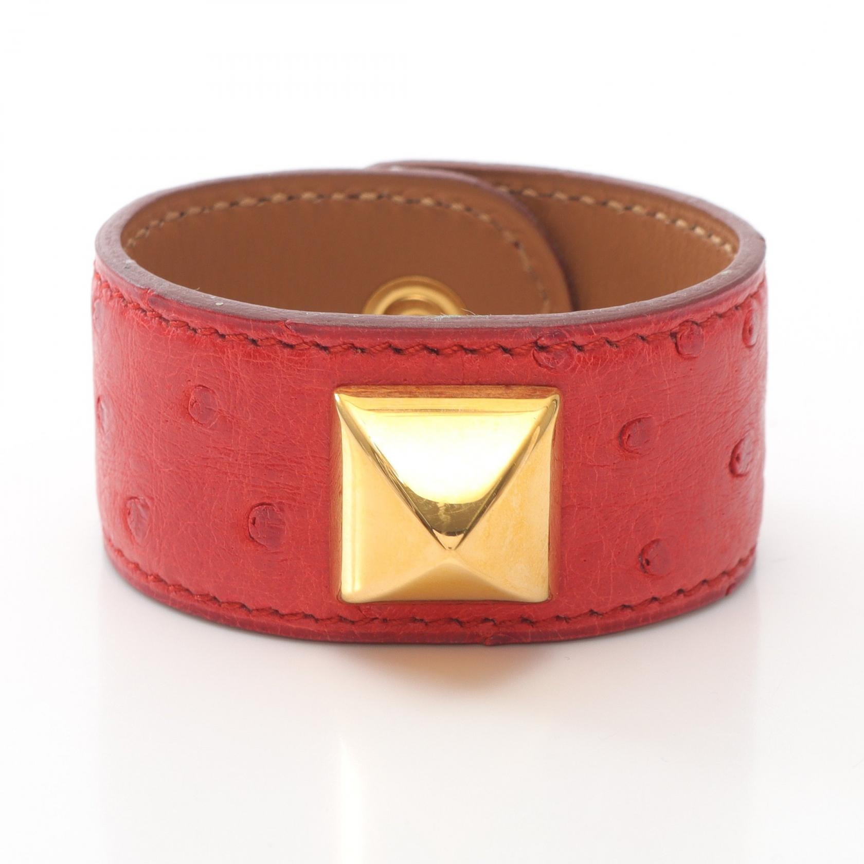 エルメス HERMES メドール ブレスレット アクセサリー オーストリッチ オーストリッチ レディース レッド系 【中古】