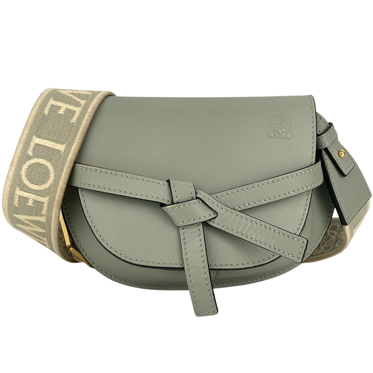 LOEWE ロエベ GATE DUAL MINI  ゲート デュアル バッグ ミニ アナグラム ジャカードストラップ ショルダーバッグ A650N46X13 カーフ レザー AUTUMN-GREEN  カーキ  レディース【中古】