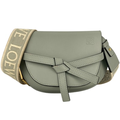 LOEWE ロエベ GATE DUAL MINI ゲート デュアル バッグ ミニ アナグラム ジャカードストラップ ショルダーバッグ A650N46X13 カーフ レザー AUTUMN-GREEN カーキ レディース【中古】