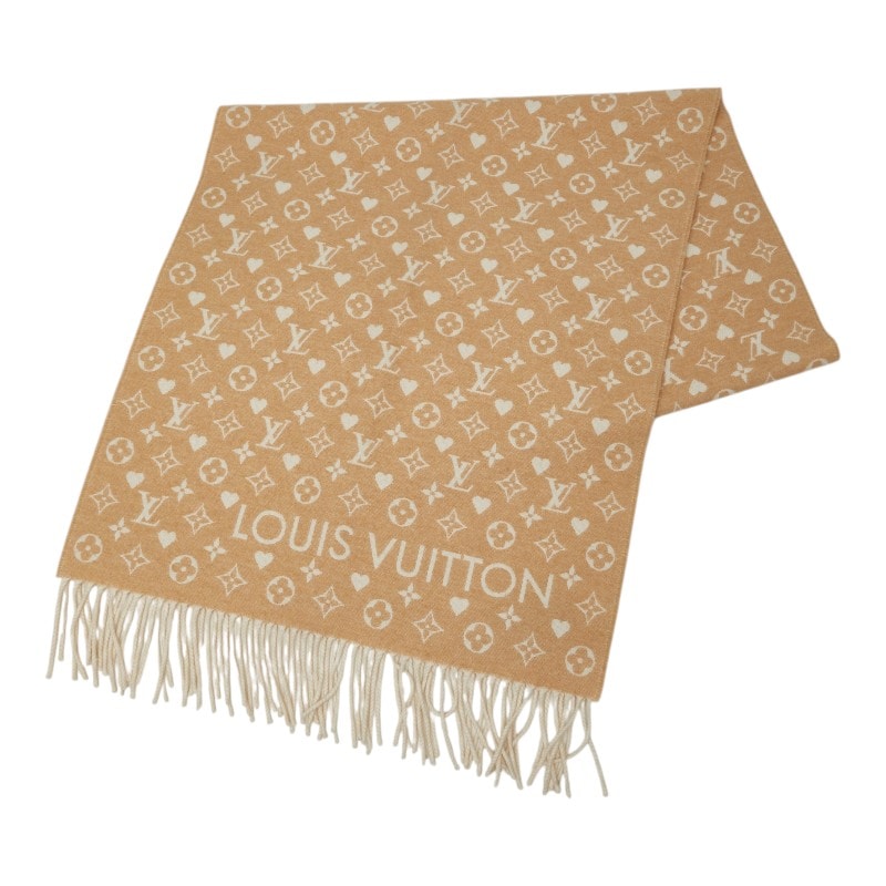 ルイ ヴィトン エシャルプ ゲーム オン マフラー M76900 ベージュ カシミヤ レディース LOUIS VUITTON 【中古】