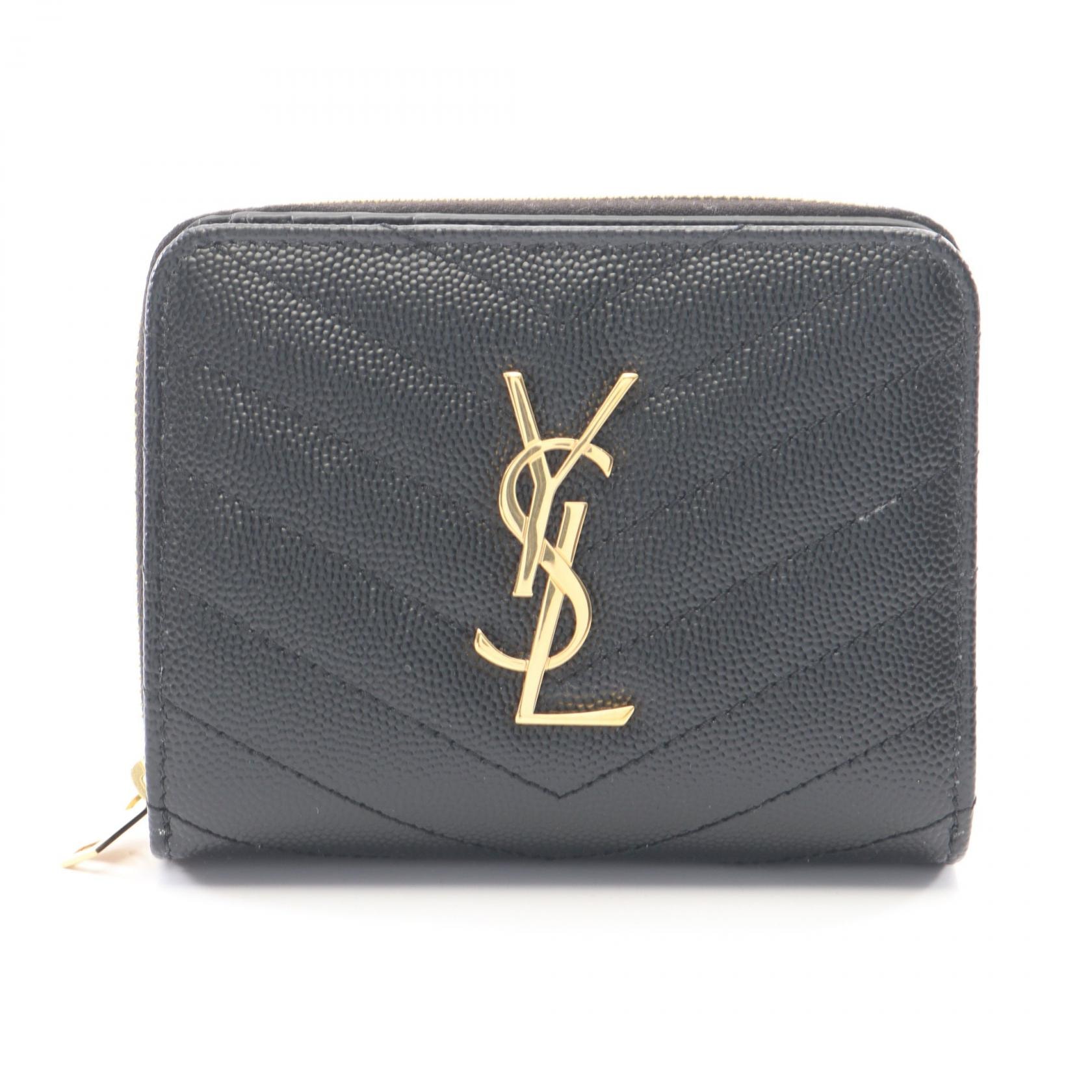 サンローランパリ SAINT LAURENT PARIS モノグラム 二つ折り財布 財布 レザー レディース ブラック系 668288BOW011000 【新品】