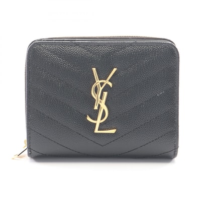 サンローランパリ SAINT LAURENT PARIS モノグラム 二つ折り財布 財布 レザー レディース ブラック系 668288BOW011000 【新品】