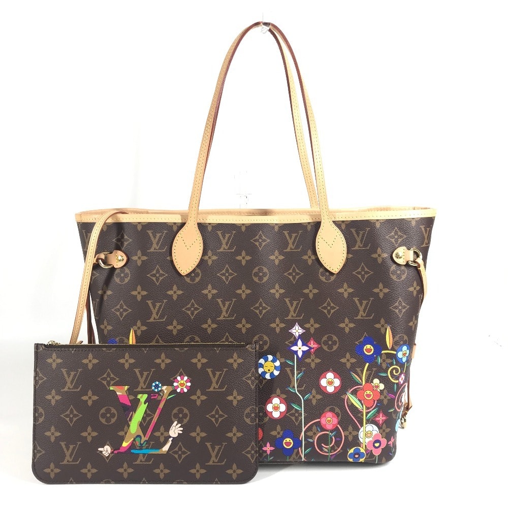ルイヴィトン LOUIS VUITTON ネヴァーフル MM ネヴァーフルMM M13271 LV×TM 村上隆 スーパーフラット カバン トートバッグ 肩掛け ポーチ付き ショルダーバッグ モノグラムキャンバス ブラウン 美品